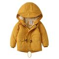 QUYUON Baby Girls Outerwear Jackets & Coats Sale Long Sleeve Parka Thickened Jackets Toddlers Girls Boys Fleece Hooded Jackets Kids Zip Up Outerwear Coat Toddler Kids Jacket Sweatshirt Yellow 7T-8T