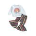 Bmnmsl Thanksgiving Outfits for Baby Girls: Rainbow Sweatshirt + Flare Pants