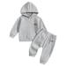 QIANGONG Boys Outfit Sets Waffle Boys Outfit Sets Hooded Long Sleeve Boys Outfit Sets Grey 6-12 Months