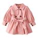 Cathalem Big Kid Coat Toddler Coats Baby Girl down Winter Coat Long Sleeve Lapel Solid Color Double Belt Windproof Coat Kids (Pink 6-9 Months)