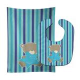 Baby Boy Bear With Star Baby Bib & Burp Cloth