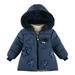 Cathalem Big Kid Coat Toddler Coats Winter Long Jackets for Girls Girls Boys Hooded Soild Toddler Outwear Zipper Windproof Warm Thick (Navy 2-3 Years)