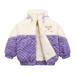 Cathalem Big Kid Coat Toddler Coats Girls Coat 4 Baby Boys Girls Long Sleeve Patchwork Color Zipper Casual Flannel Toddler Girl (Purple 6-7 Years )