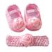 aturustex Baby Girls Flat Shoes Headband Toddler Rose Flower Wedding Dress Shoes