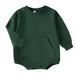 QIANGONG Baby Boys Bodysuits Solid Baby Boys Bodysuits Crew Neck Long Sleeve Baby Boys Bodysuits Green 6-12 Months