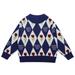 QIANGONG Girls Sweaters Flower Embroidery Girls Sweaters Crew Neck Long Sleeve Girls Sweaters Blue 2-3 Years