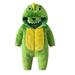 Virmaxy Unisex Kids Fuzzy Fleece Hooded Jumpsuit Toddler Baby Boys Girls Plush Hooded Romper Winter Thin Cute Dinosaur Cosplay Jumpsuit Green 4T