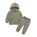 QIANGONG Boys Outfit Sets Solid Boys Outfit Sets Hooded Long Sleeve Boys Outfit Sets Brown 6-7 Years