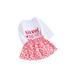 Canis Charming Romper Tops and Heart Print Skirt Set for Infants