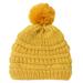 ASEIDFNSA Baby Boys Girls Thick Beanie Hat Knitted Caps Beanies Pompom Plush Lined Hats Elastics Turban Winter Warm Hat Warm for Cold Weather Yellow