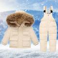 Shldybc Kids Ski Jacket & Pants Set Winter Snowboarding Coats Girls Boys Thickening Warm Snow Suits on Clearance