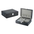 Charles William Premium Leather Cufflink Watch Box Jewellery Storage Safe Clasp Close Pouch Watches And Jewellery Black