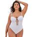 Plus Size Women's Underwire Lace Up One Piece Swimsuit by Swimsuits For All in White (Size 8)