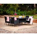 6 Seat Rattan Garden Dining Set With Rectangular Dining Table in Black & White - Cambridge - Rattan Direct