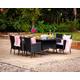 6 Seat Rattan Garden Dining Set With Rectangular Dining Table in Black & White - Cambridge - Rattan Direct