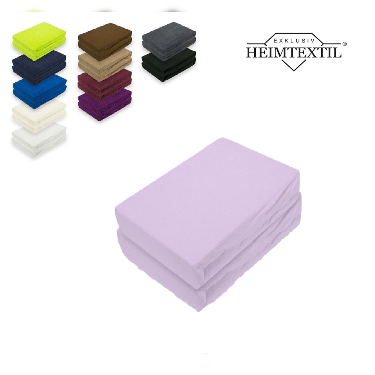 EXKLUSIV HEIMTEXTIL Frottee Spannbettlaken Premium Marke Doppelpack 120 x 200 cm Flieder Image