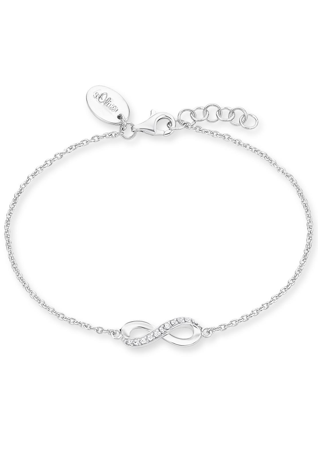 Armband S.OLIVER "Infinity", silber (silber, 925, weiß), Armbänder, Damen, 20cm, Silber 925 (Sterlingsilber), Armband, mit Zirkonia (synth.)