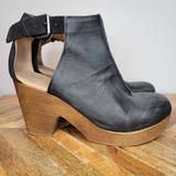 Free People Shoes | Free People Amber Orchard Boot Clog Black Leather Ankle Buckle Cut Out 9.5-10 | Color: Black | Size: 9.5