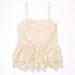 American Eagle Outfitters Tops | American Eagle Crushed Velvet Tiered Babydoll Top Creamy White Sz S | Color: Cream/White | Size: S