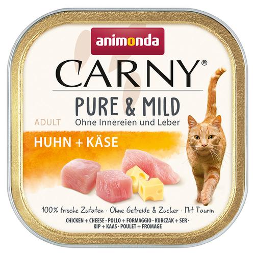 Sparpaket: 64x100g animonda Carny Adult Pure & Mild Huhn + Käse Katzenfutter nass