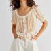 Free People Tops | Free People Perfect Day Cropped Top Buttondown Smocked Blouse Printed M | Color: Cream | Size: M