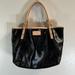 Kate Spade Bags | Kate Spade Black Vinyl Tote Bag Purse Shoulder Tan Leather Strap Large | Color: Black/Tan | Size: Os