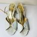Anthropologie Shoes | Anthropologie Vicenza Rooney Blue Leather Heels | Color: Blue/Gold | Size: 10