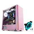 Gaming Case,Mid-Tower PC Gaming Case ATX/M-ATX/ITX - Front I/O USB 3.0 Port - Full Side Through Glass - Includes Blue Dual Aperture Fan (Size : 3 fans)