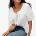 J. Crew Tops | J Crew Button Front Top With Tie Sleeves White | Color: White | Size: L