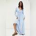 Free People Dresses | Free People Marissa Henley Maxi Dress Waffle Knit Long Sleeve | Color: Blue | Size: M