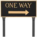 Montague Metal Products SP-81L-LS-BG 10.25" x 21" Large Rectangle Right One Way Sign with Lawn Stakes-Black/Gold Statement Plaque