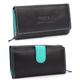 irisaa Women's Leather Wild Purse, Long Wallet, RFID Protection, 21 Card Slots, Large Wallet, Vintage Design, Used Look, Black Sea Green, standard size