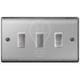 BG NBS3GA Brushed Steel 3 Gang Engraved Custom Labelled Appliance Grid Switch