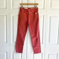 Anthropologie Jeans | Anthropologie Pilcro Red Denim High-Rise Slim Ankle Jeans Women's Size 28 | Color: Red | Size: 28