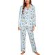 Cute Duck And Flowers Necklace Long Sleeve Pajama Sets for Women Classic Sleepwear Nightwear Soft Pjs Lounge Sets