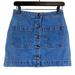 Free People Skirts | Free People (26) Super High Rise Mini Button Front Denim Skirt Blue | Color: Blue | Size: 26