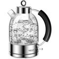 ASCOT Electric Kettle, Glass Electric Tea Kettle, Gift for Man/Women/Family, 1.5L Borosilicate Glass Tea Heater & Hot Water Boiler, Auto Shut-Off and Boil-Dry Protection (Silver)