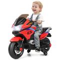 Maxmass 12V Kids Electric Motorcycle, Battery Powered Ride on Motorbike with Training Wheels, Headlights, Horn, Music, USB/TF/AUX Port, Children Electric Motor Bike for 3+ Years Old (Red)