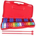 HEMOTON 1 Set 25-tone Piano Playing Hammering Pounding Toys Kids Musical Instrument Xylophone Musical Educational Xylophone Hand Knock Xylophone Iron Plate Handheld Child Note Red