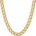 Beveled Cuban Link Curb Chain Necklaces 24k Real Gold Plated (3mm, 6mm & 9.5mm) (18 inches, 6mm, Gold)