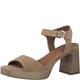 Tamaris Damen Sandalen mit Absatz Leder Blockabsatz Sommer; TAN SUEDE/braun; 37 EU