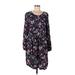 Old Navy Casual Dress - Shift Scoop Neck 3/4 sleeves: Blue Floral Dresses - Women's Size Large