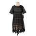 Madison Leigh Casual Dress - Mini Crew Neck Short sleeves: Black Print Dresses - New - Women's Size 10