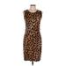 Calvin Klein Casual Dress - Sheath: Brown Leopard Print Dresses - Women's Size Medium