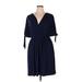 Lane Bryant Casual Dress - Mini V Neck 3/4 sleeves: Blue Solid Dresses - Women's Size 14 Plus