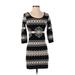 Denim & Supply Ralph Lauren Casual Dress - Bodycon Scoop Neck 3/4 sleeves: Black Color Block Dresses - Women's Size X-Small