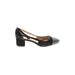 Sam Edelman Heels: Slip On Chunky Heel Work Black Solid Shoes - Women's Size 5 1/2 - Almond Toe