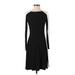 Lauren by Ralph Lauren Casual Dress - A-Line Crew Neck Long sleeves: Black Color Block Dresses - Women's Size 2