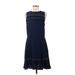 MICHAEL Michael Kors Casual Dress - A-Line Crew Neck Sleeveless: Blue Solid Dresses - Women's Size Medium