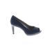 Bandolino Heels: Pumps Stiletto Cocktail Party Blue Solid Shoes - Women's Size 7 - Peep Toe